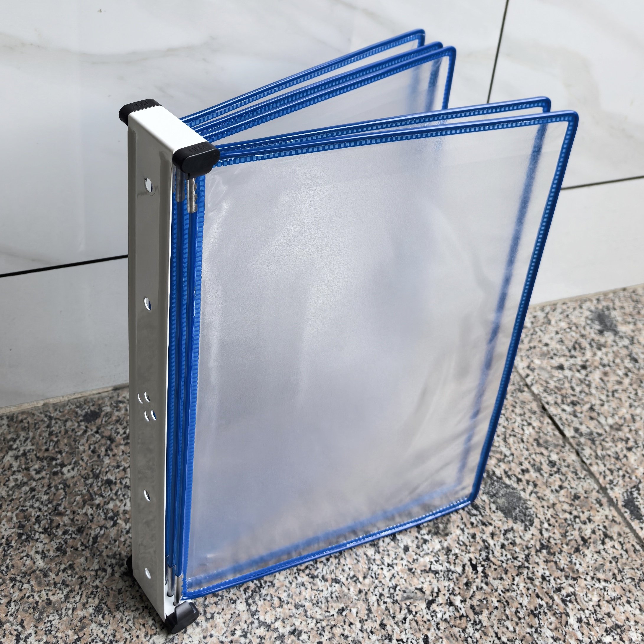 A4翻页文件夹蓝色壁挂式文件架强磁文件夹墙壁展示架车间流程操作展示架目视表资料册展示夹活页转轴翻页,淘宝优惠券,粉丝福利购,淘宝优惠卷