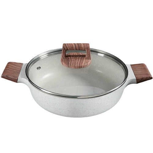 麦饭石火锅专用锅不粘锅家用鸳鸯锅盆多功能双耳炖焖锅电磁炉汤锅 - 图3