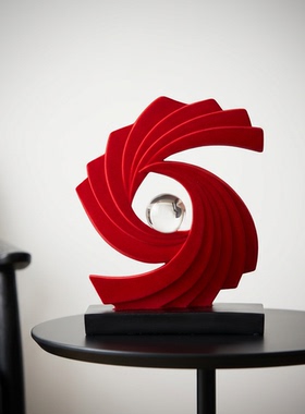 红色抽象螺旋造型客厅电视柜摆件