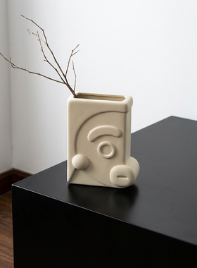 创意几何陶瓷花瓶白色简约客厅