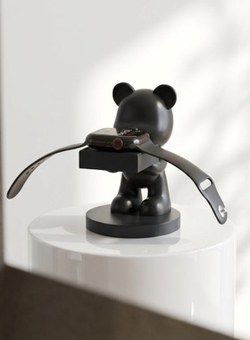 创意小熊造型黑色树脂桌面摆件