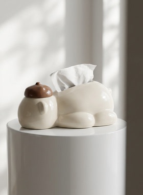 可爱小熊陶瓷纸巾盒摆件