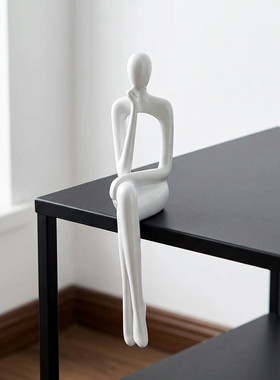 简约现代白色陶瓷人物雕塑摆件