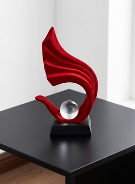 轻奢红色抽象几何水晶摆件