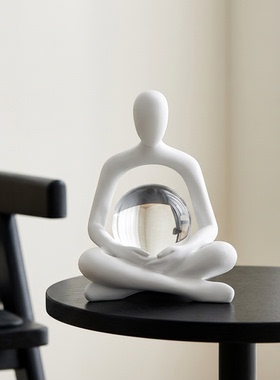 创意瑜伽人物玻璃球装饰摆件