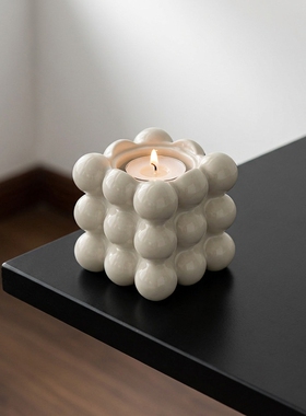 创意手工陶瓷球形烛台家居摆件
