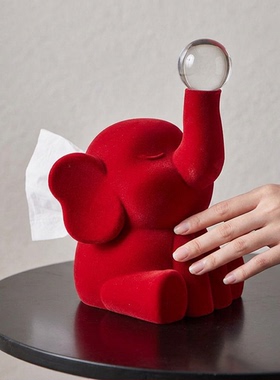 新年红小象卡通可爱家居摆件