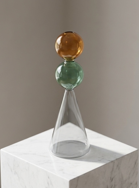 现代简约彩色渐变玻璃球摆件