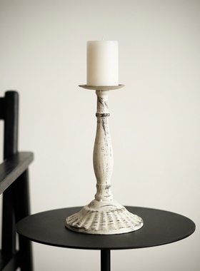 欧式复古做旧铁艺烛台摆件