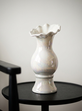 轻奢陶瓷白花瓶甜美风客厅摆件