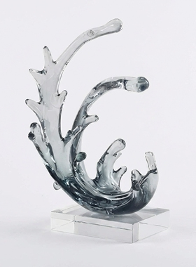 现代简约透明玻璃水花装饰摆件