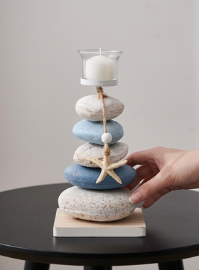 北欧风天然石堆堆袜桌面摆件