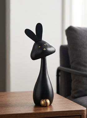 丑萌黑色树脂小狗桌面摆件