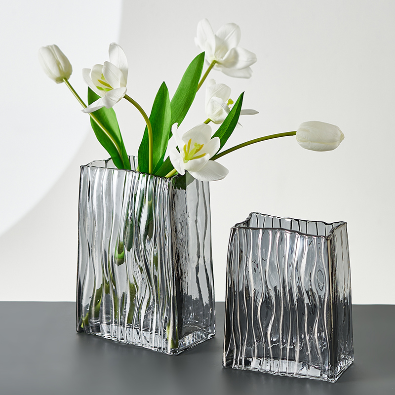 原创手提包玻璃花瓶摆件客厅透明水培玫瑰插花创意高级感轻奢网红 - 图2