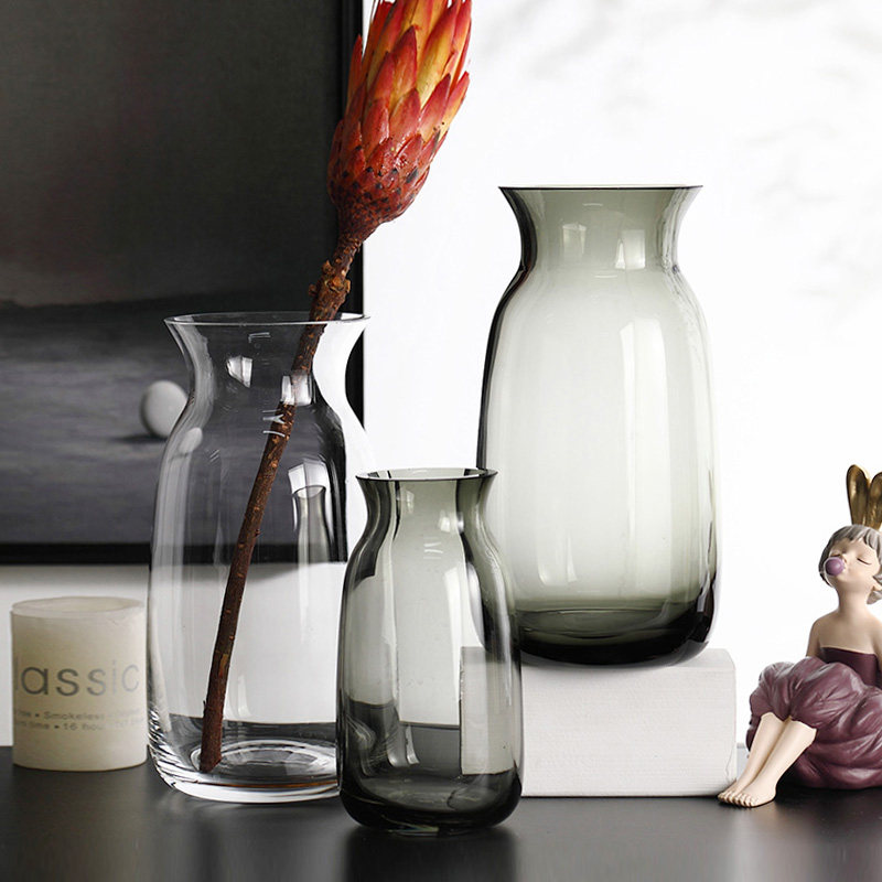 北欧轻奢水培玻璃花瓶简约束口花器客厅餐桌鲜花插花瓶装饰品摆件,淘宝优惠券,粉丝福利购,淘宝优惠卷