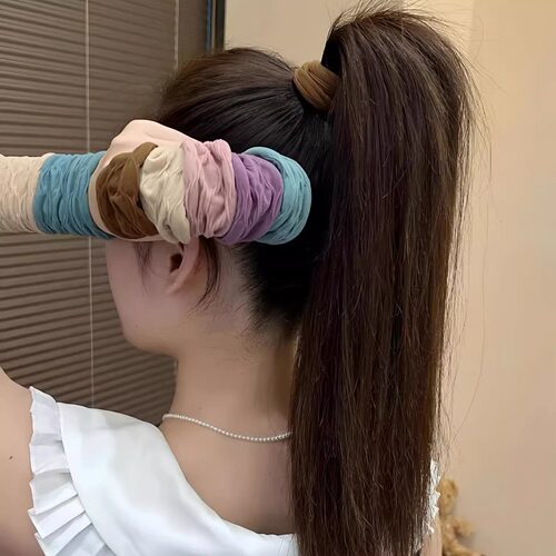 高弹力超宽面膜肌头绳2026新款高端皮筋女扎头发圈头饰高马尾发绳 - 图0