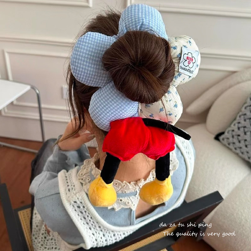 米奇屁屁花朵大肠发圈女高级感丸子头盘发器可爱立体公仔头绳发饰,淘宝优惠券,粉丝福利购,淘宝优惠卷