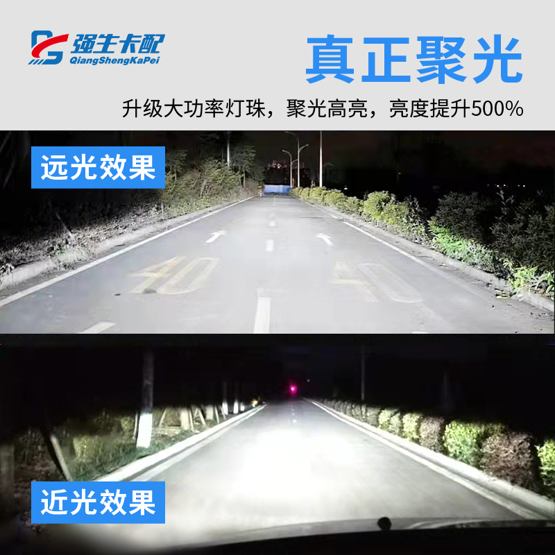 适用于东风乘龙M3大灯总成H7 H5 L3 LED改装双透镜超亮聚光前照灯 - 图2