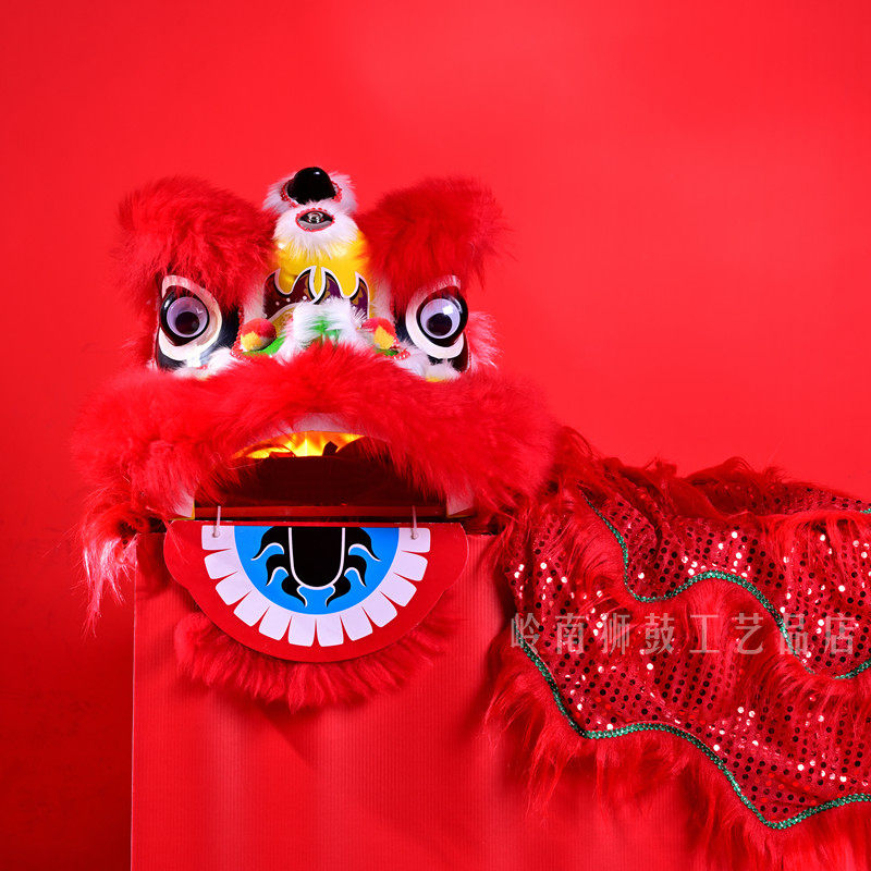 佛山羊毛狮8寸眨眼狮舞狮头儿童醒狮塑料南狮幼儿园表演套装玩具,淘宝优惠券,粉丝福利购,淘宝优惠卷