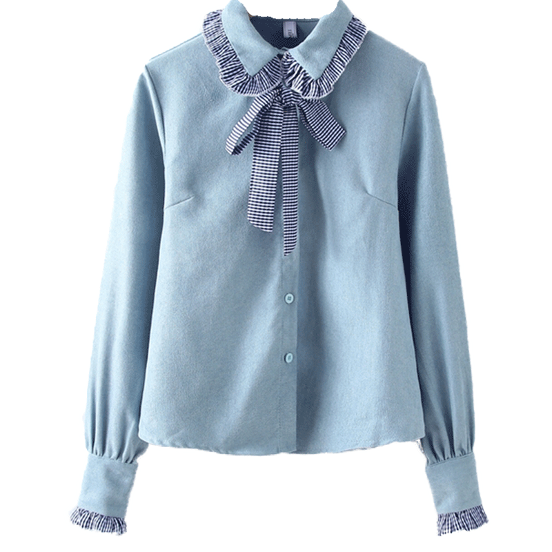 加绒长袖冬季韩版学生宽松衬衫 信棠衬衫