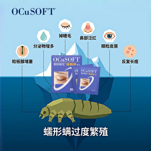 【眼部除螨】OCuSOFT缘螨净湿巾茶树精油除螨掉睫毛 睑缘清洁湿巾 - 图1