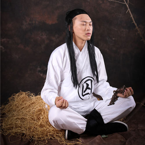 古代牢房囚犯汉服男囚服睡衣汉唐宋明清朝装交领白色中衣中裤打底 - 图0