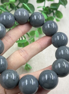 新疆和田玉青花籽转运珠圆珠手串18mm珠 子手链把玩包邮男女115克