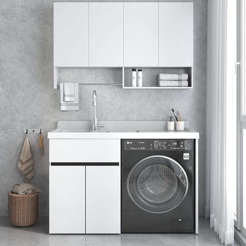 阳台洗衣柜一体台盆洗衣池槽带搓衣板滚筒洗衣机柜伴侣组合可切角,淘宝优惠券,粉丝福利购,淘宝优惠卷