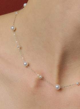 【圣诞礼物】JOYSTONE 满天星珍珠项链 极光淡水珍珠925银锁骨链