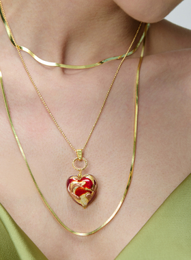 意大利穆拉诺心形琉璃项链高级感