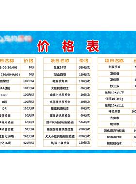 宠物店价格表设计制作猫狗护理洗护美容宠物价目表定制广告贴纸