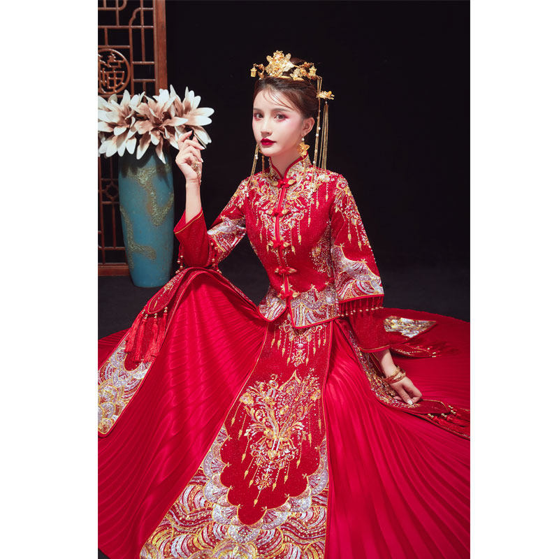 秀禾服2020新款结婚中式新娘绣和服 金奢帝国旗袍