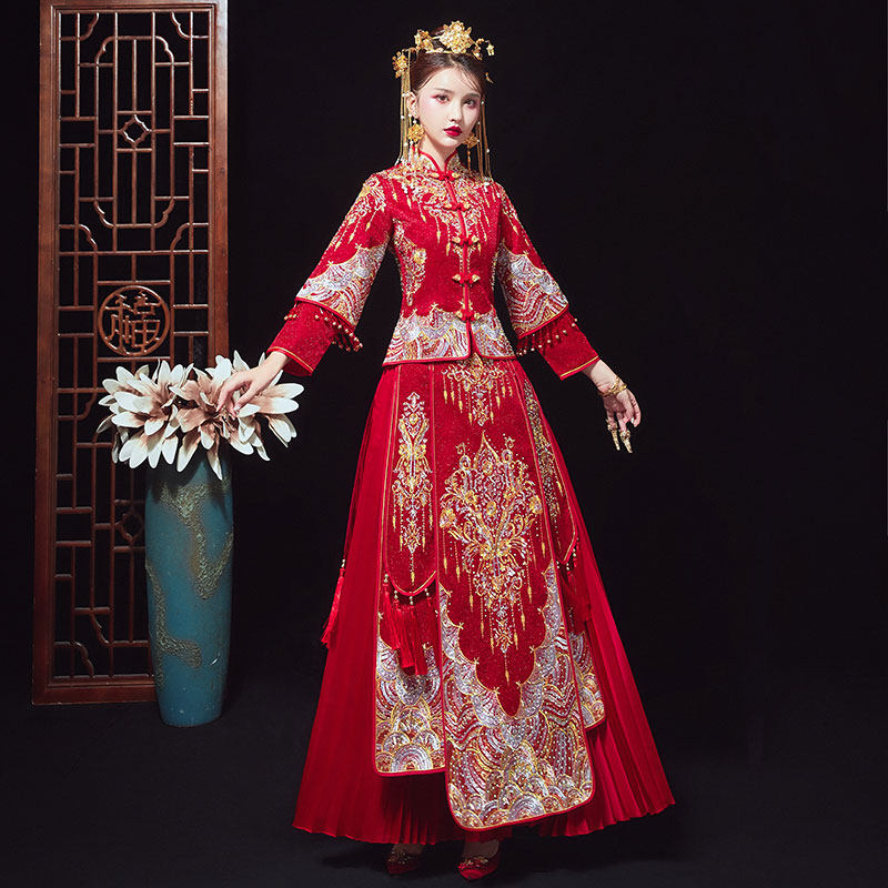 秀禾服2020新款结婚中式新娘绣和服 金奢帝国旗袍