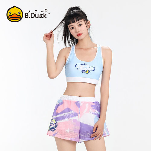 B.Duck分体泳衣女海边度假三件套微胖遮肚显瘦保守泡温泉游泳装 - 图2