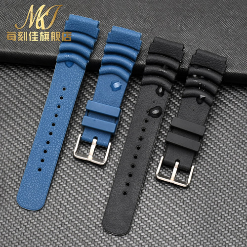 代用精工五号表带 SEIKO5号领航水鬼硅胶手表带 防水防汗20 22mm - 图1