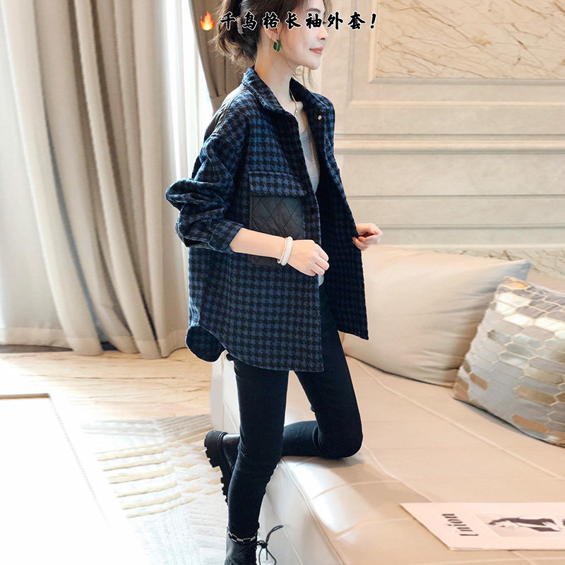 磨毛加厚格子洋气设计感休闲衬衫 崇妍衬衫