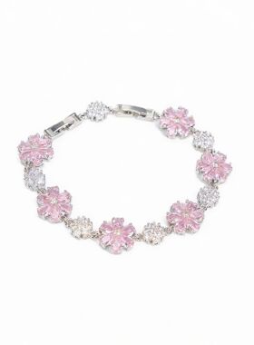 跨境满钻彩色花卉锆石手链多色宝石微镶轻奢花型手饰时尚女款批发