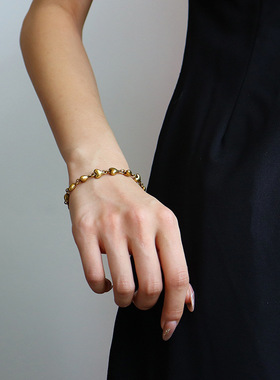 欧美ins做旧轻奢精致爱心手链女百搭高级感个性简约小众复古手饰