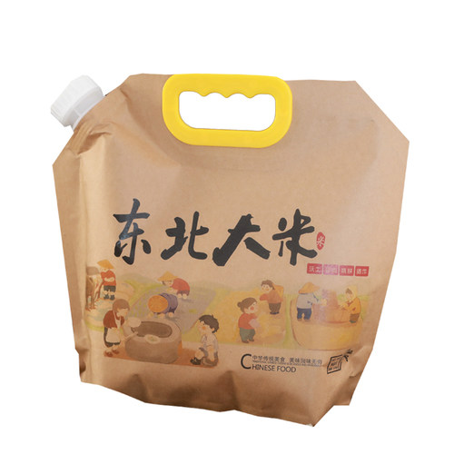 大米包装袋子牛皮纸5斤10斤面粉手提20斤小米杂粮自封食品袋定制 - 图3