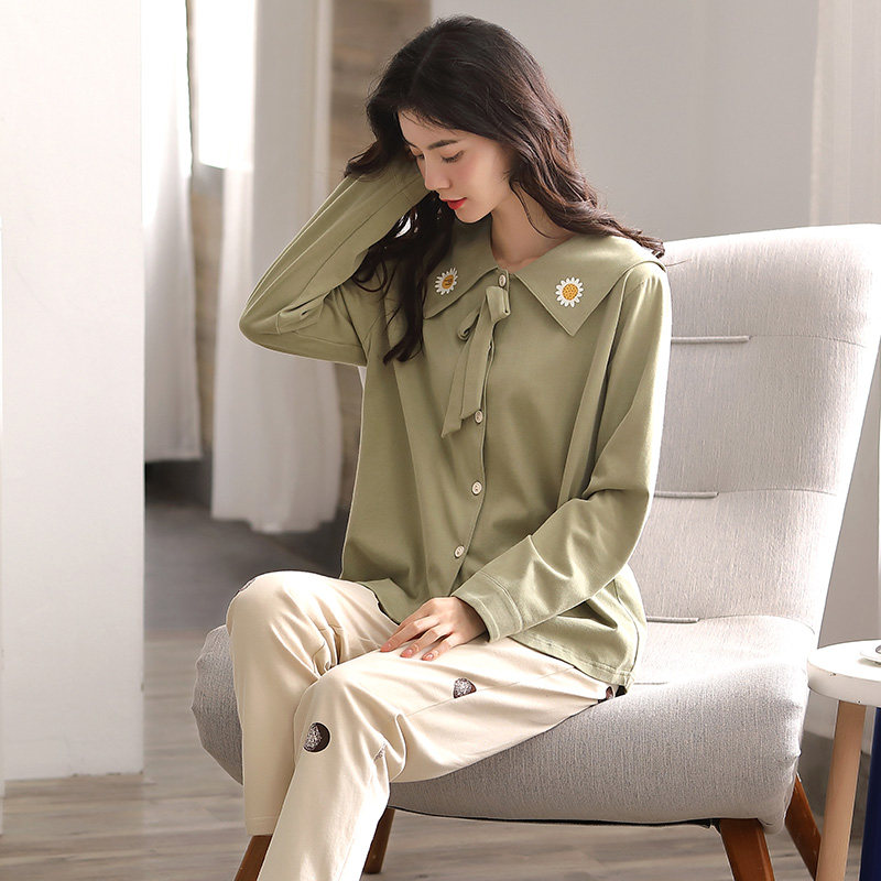 南极人春秋长袖全棉家居服纯棉睡衣 南极人匹搏睡衣/家居服套装