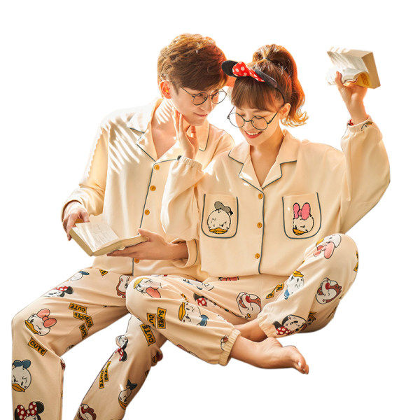 南极人情侣春秋款纯棉长袖韩版睡衣 南极人匹搏睡衣/家居服套装