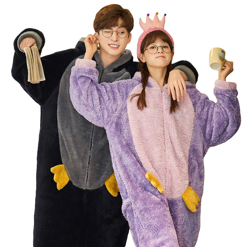 南极人珊瑚绒情侣秋冬款卡通睡衣 南极人匹搏睡衣/家居服套装