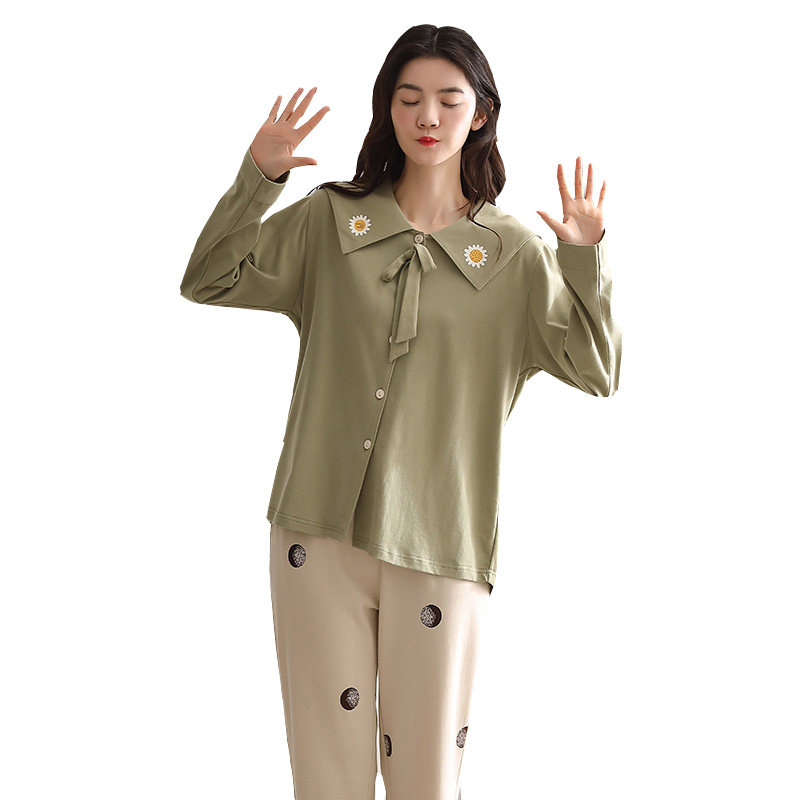 南极人春秋长袖全棉家居服纯棉睡衣 南极人匹搏睡衣/家居服套装