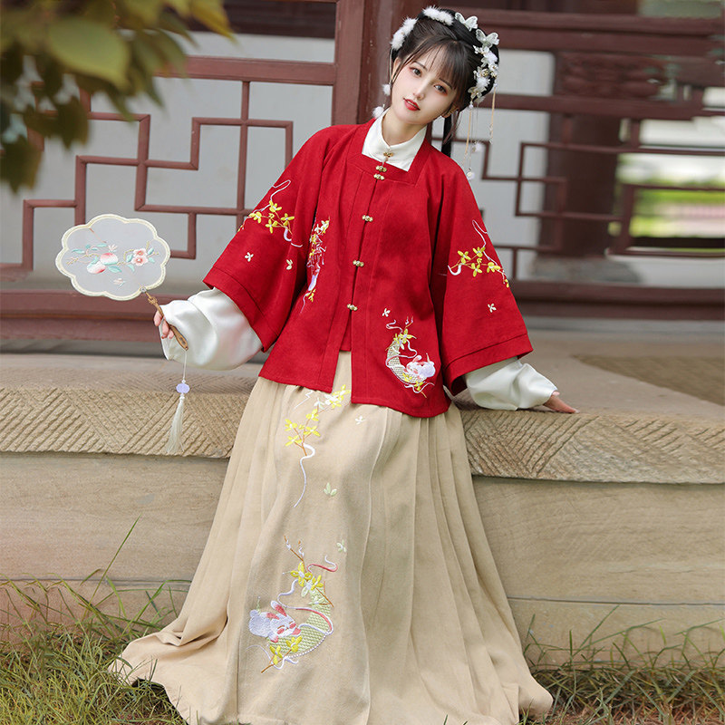 中国风古装汉服秋冬季齐腰马面裙 悦依瑞汉服