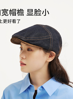 热风2026年春季新款女士牛仔拼接鸭舌帽
