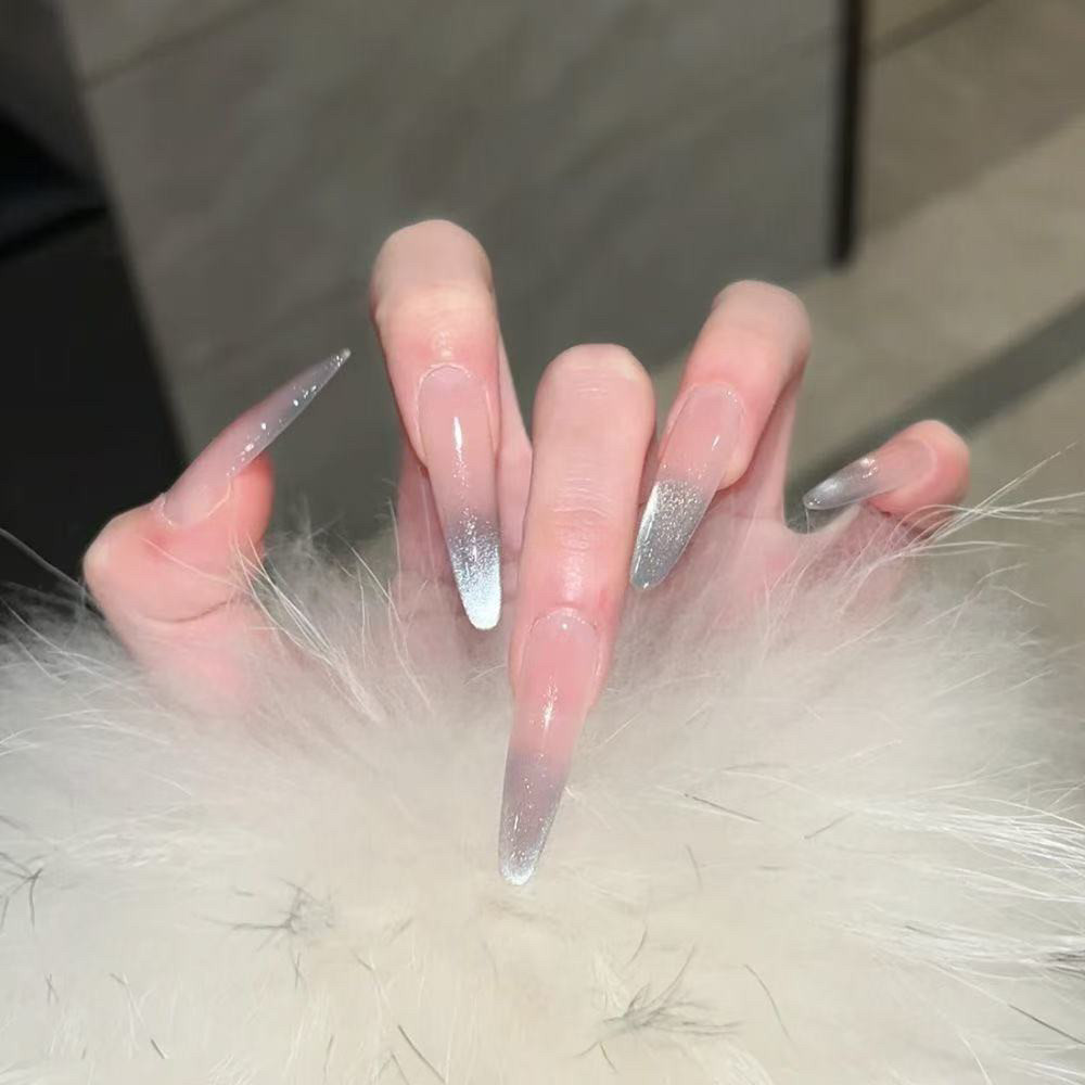 纯手工超长细狗夏日冰透海蓝渐变玻璃珠奢华显白气质猫眼穿戴甲片,淘宝优惠券,粉丝福利购,淘宝优惠卷