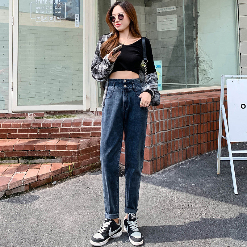 哈伦宽松直筒2021年新款秋装牛仔裤 温梦妃牛仔裤