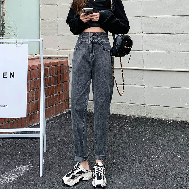 哈伦宽松直筒2021年新款秋装牛仔裤 温梦妃牛仔裤