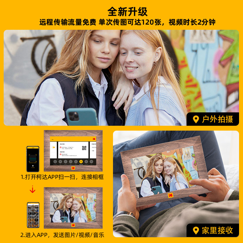 KODAK柯达8英寸高清电子云相框横竖摆放智能数码相框图片电子相册视频手机远程传输父母送礼朋友闺蜜结婚礼物,淘宝优惠券,粉丝福利购,淘宝优惠卷