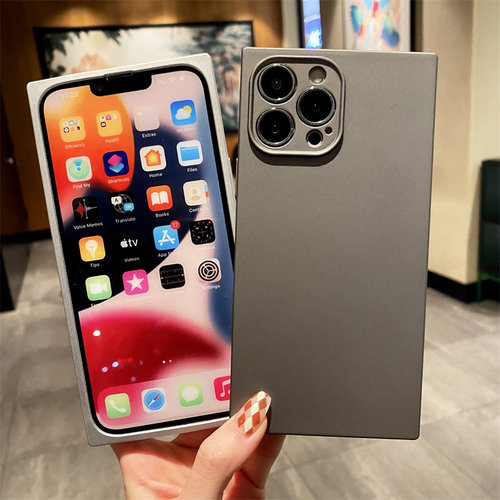 直角边方块形肤感喷油适用于iphone16手机壳15proMAX镜头全包17air苹果13简约磨砂12硅胶套14plus防摔8潮牌女 - 图3